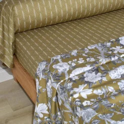 Parure drap plat 240 x 300 cm + 2 taies 65 x 65 satin IMPERIAL Olive