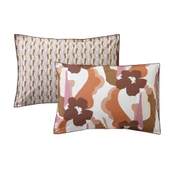 Parure drap plat 240 x 300 cm + 2 taies 65 x 65 percale POP TERRA COTA