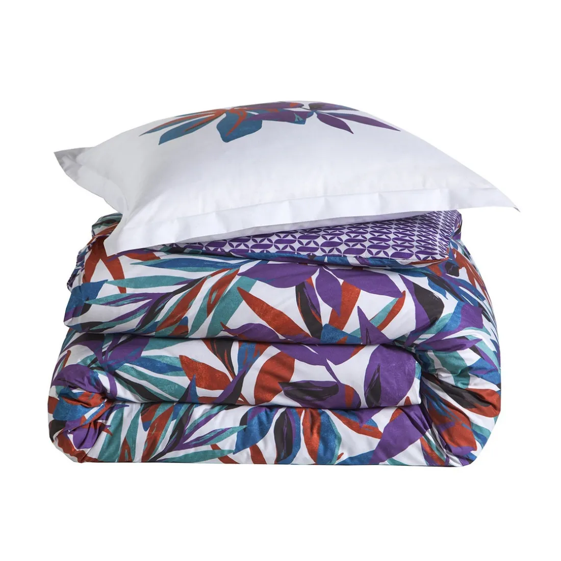 Parure drap plat 240 x 300 cm + 2 taies 65 x 65 percale EQUINOXE Violine