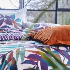 Parure drap plat 240 x 300 cm + 2 taies 65 x 65 percale EQUINOXE Violine