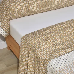 Parure drap plat 240 x 300 cm + 2 taies 65 x 65 percale DANDY Ocre