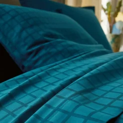 Parure Housse de Couette 2 Taies d'oreiller PALACE Bleu paon