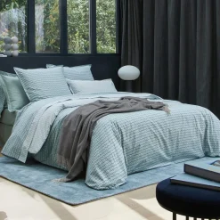 Parure Housse de couette + 2 taies 65 x 65 percale DANDY Sauge