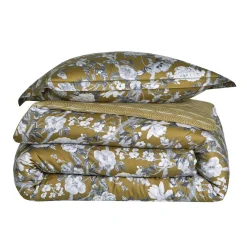 Parure Housse de couette + 2 taies 65 x 65 satin IMPERIAL Olive