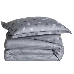 Parure Housse de couette + 2 taies 65 x 65 satin jacquard KYOTO Graphite