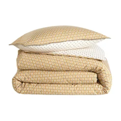 Parure Housse de couette + 2 taies 65 x 65 percale DANDY Ocre
