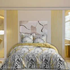 PARURE HOUSSE DE COUETTE DECOR CHIC OCRE 240 X 220 + 2 TAIES