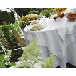 Parure Nappe Rectangulaire Encadrée et 12 Serviettes Blanc