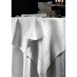 Parure OMBRELLE Nappe Ronde Biais Rabattu D175, 6 Serviettes Blanc 47x47