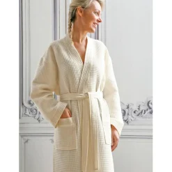 Peignoir bain nid d'abeille MANOIR Craie