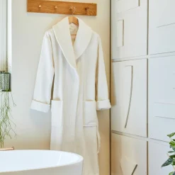 Peignoir de bain col châle intérieur éponge/extérieur velours QUIETUDE blanc