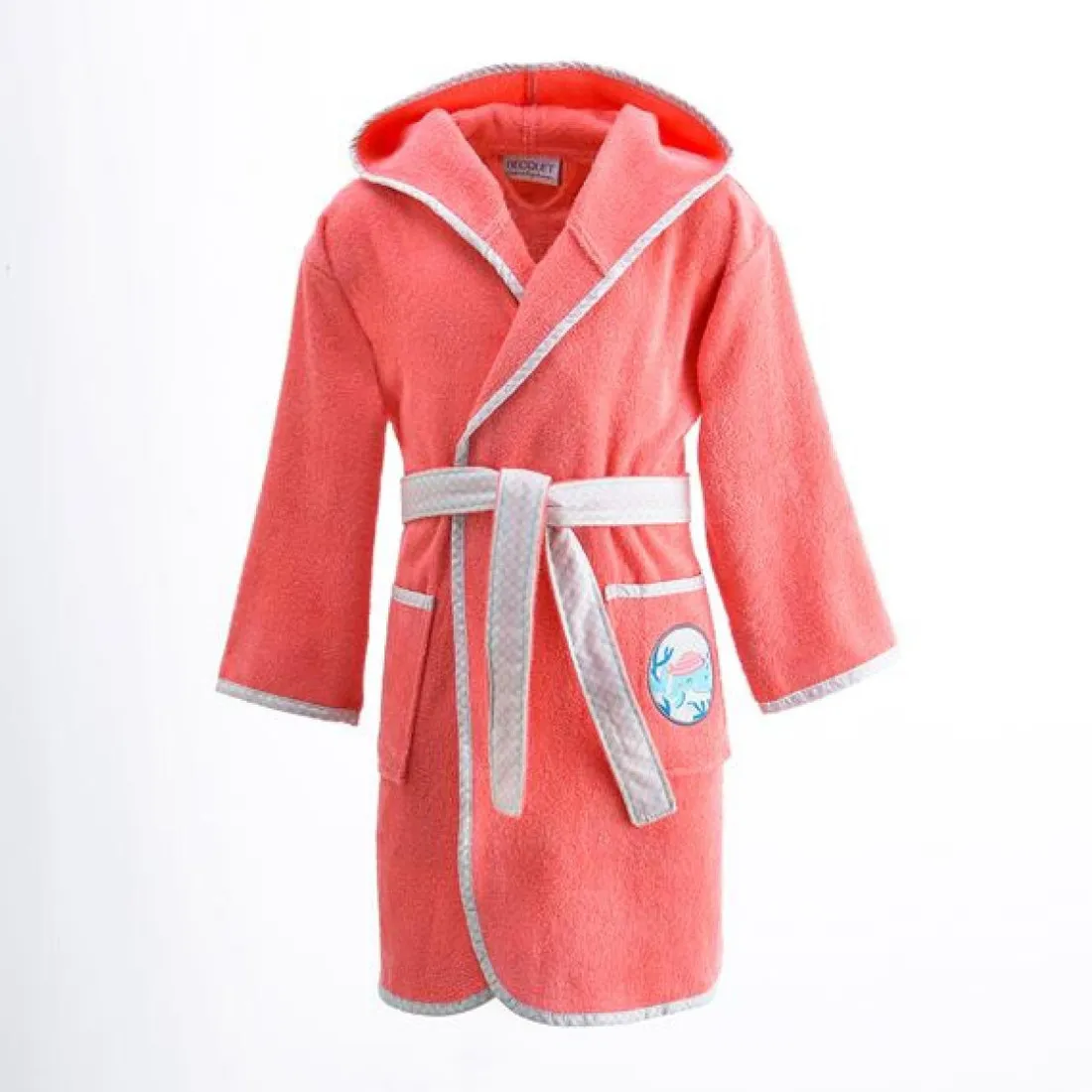 Peignoir de bain enfant en coton PETITES BETES rose corail