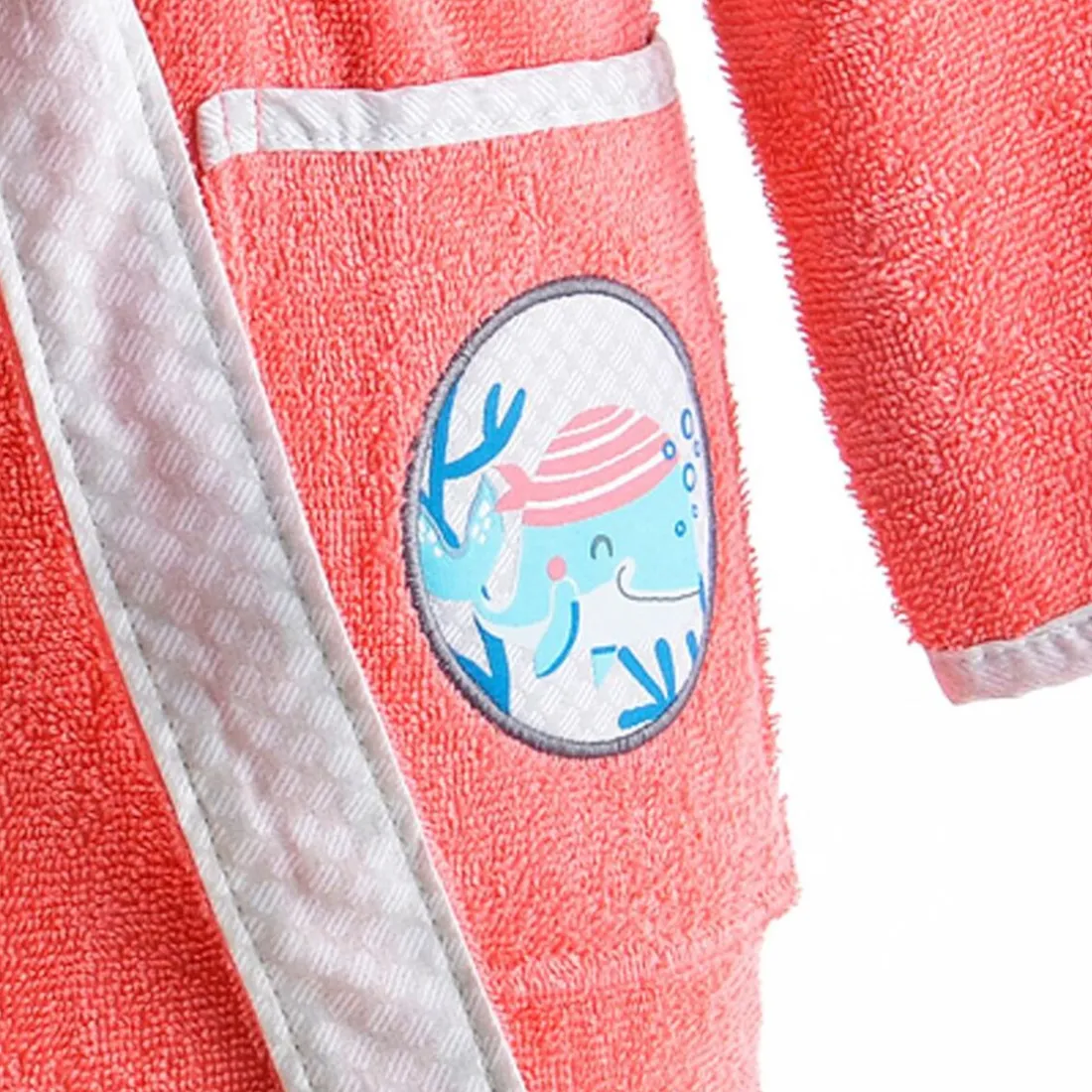 Peignoir de bain enfant en coton PETITES BETES rose corail
