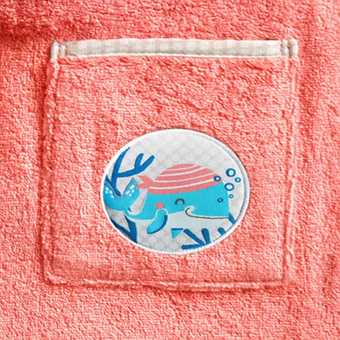 Peignoir de bain enfant en coton PETITES BETES rose corail