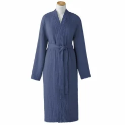 Peignoir en gaze de coton L/XL, Bonheur Encre Bleu