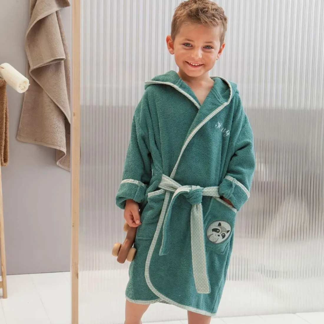 Peignoir enfant bleu PETITES BETES en coton