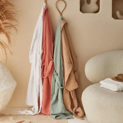 Peignoir uni en gaze de coton Rose