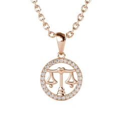 Pendentif Zodiaque Balance Finition Or Rose