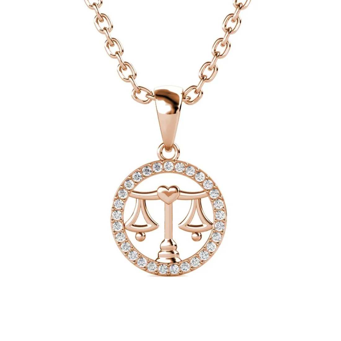 Pendentif Zodiaque Balance Finition Or Rose