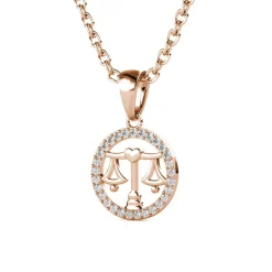 Pendentif Zodiaque Balance Finition Or Rose