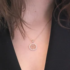 Pendentif Zodiaque Balance Finition Or Rose
