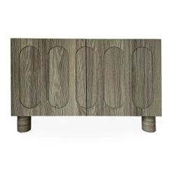 Petit buffet rétro-moderne avec portes sculptées Durand Chêne grisé