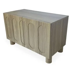 Petit buffet rétro-moderne avec portes sculptées Durand Chêne grisé