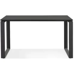Petit bureau droit design 'BAKUS' en bois et métal noir