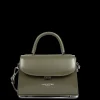 Petit sac à main kaki fumé en cuir