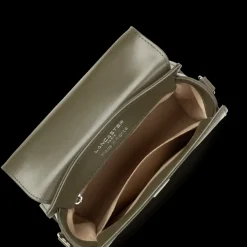 Petit sac à main kaki fumé en cuir