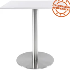 Pied de table 'PLATO' en acier brossé avec base ronde