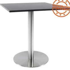 Pied de table 'PLATO' en acier brossé avec base ronde