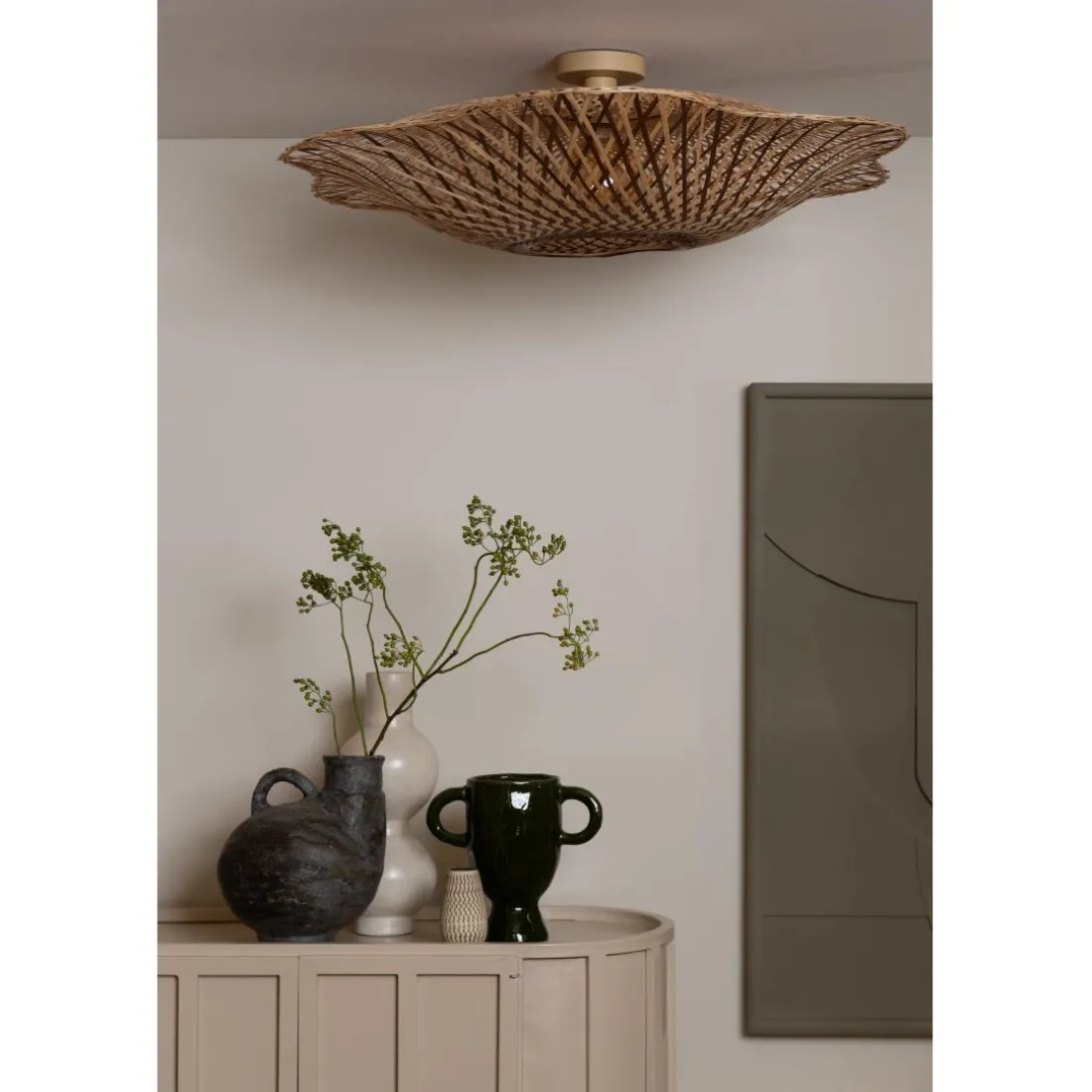 Plafonnier Madura bambou abat-jour naturel marron