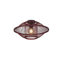 Plafonnier Maui bambou abat-jour bordeaux