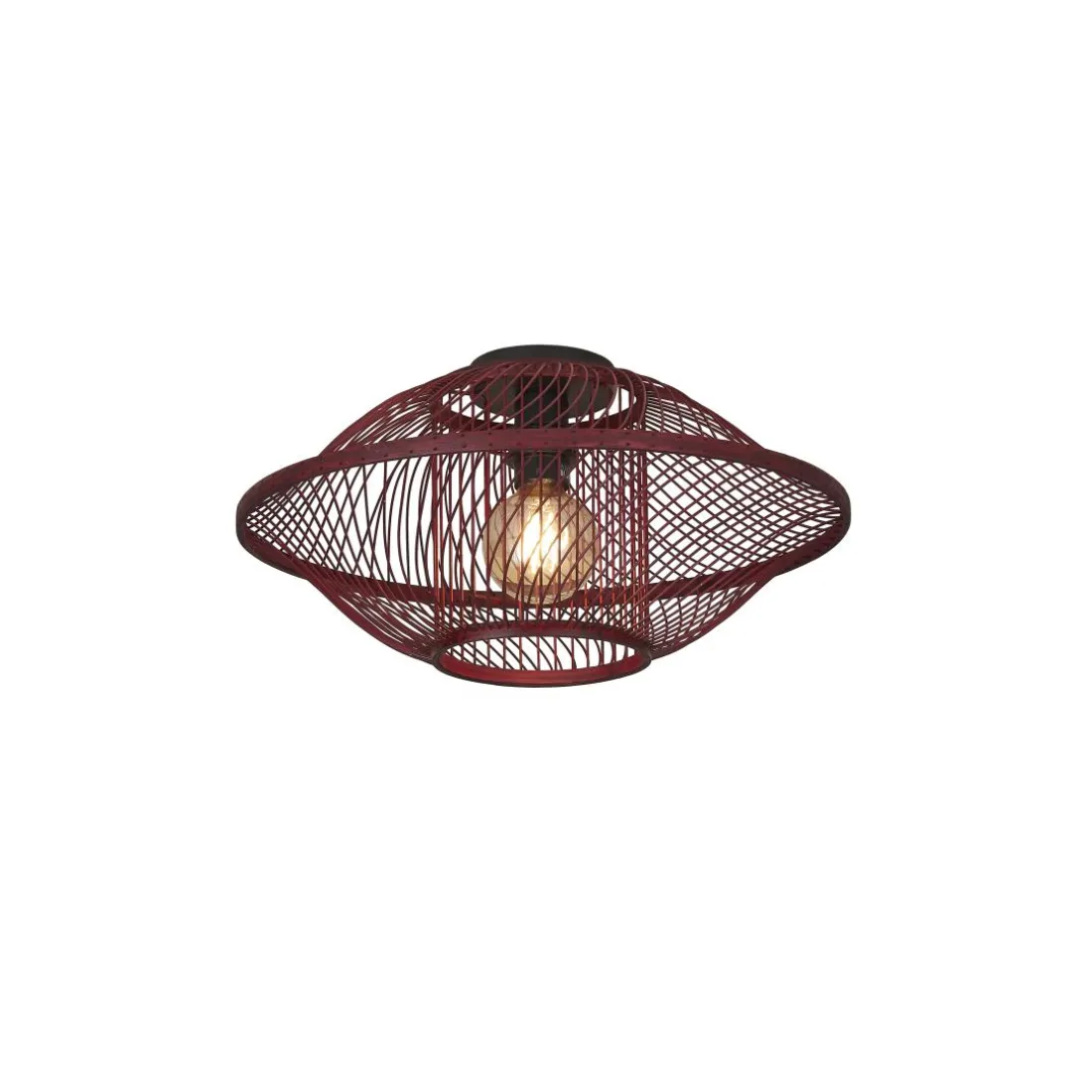 Plafonnier Maui bambou abat-jour bordeaux