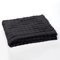 Plaid Damier en Polyester 180 x 220 BIEN AU CHAUD Fusain