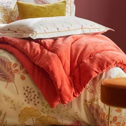 Plaid en coton BYZANCE corail 140 x 200 cm