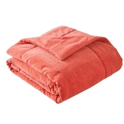 Plaid en coton BYZANCE corail 140 x 200 cm