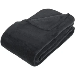 Plaid microfibre gris foncé 180x230