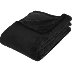 Plaid microfibre noir 130x180