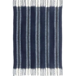 Plaid recyclé Isabel rayé Marine 130 x 160
