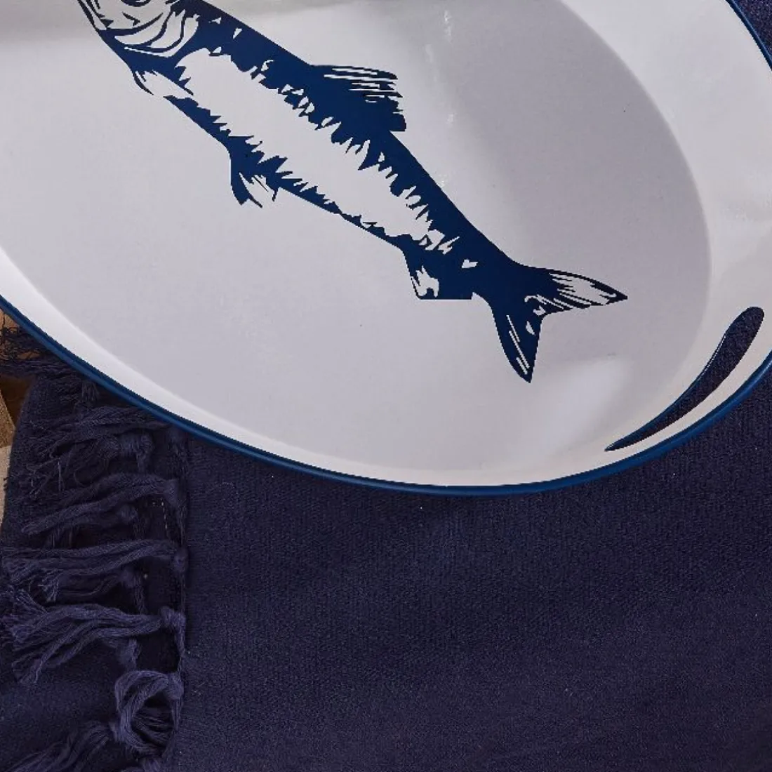 Plateau Métal Poisson Bleu 33 x 42 x 4