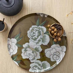 Plateau rond metal flowpon imprimé
