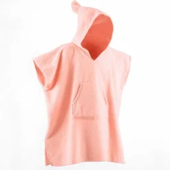 Poncho à capuche enfant rose thé