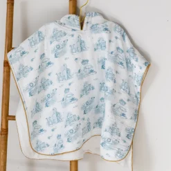Poncho pour bébé Jouy bleu