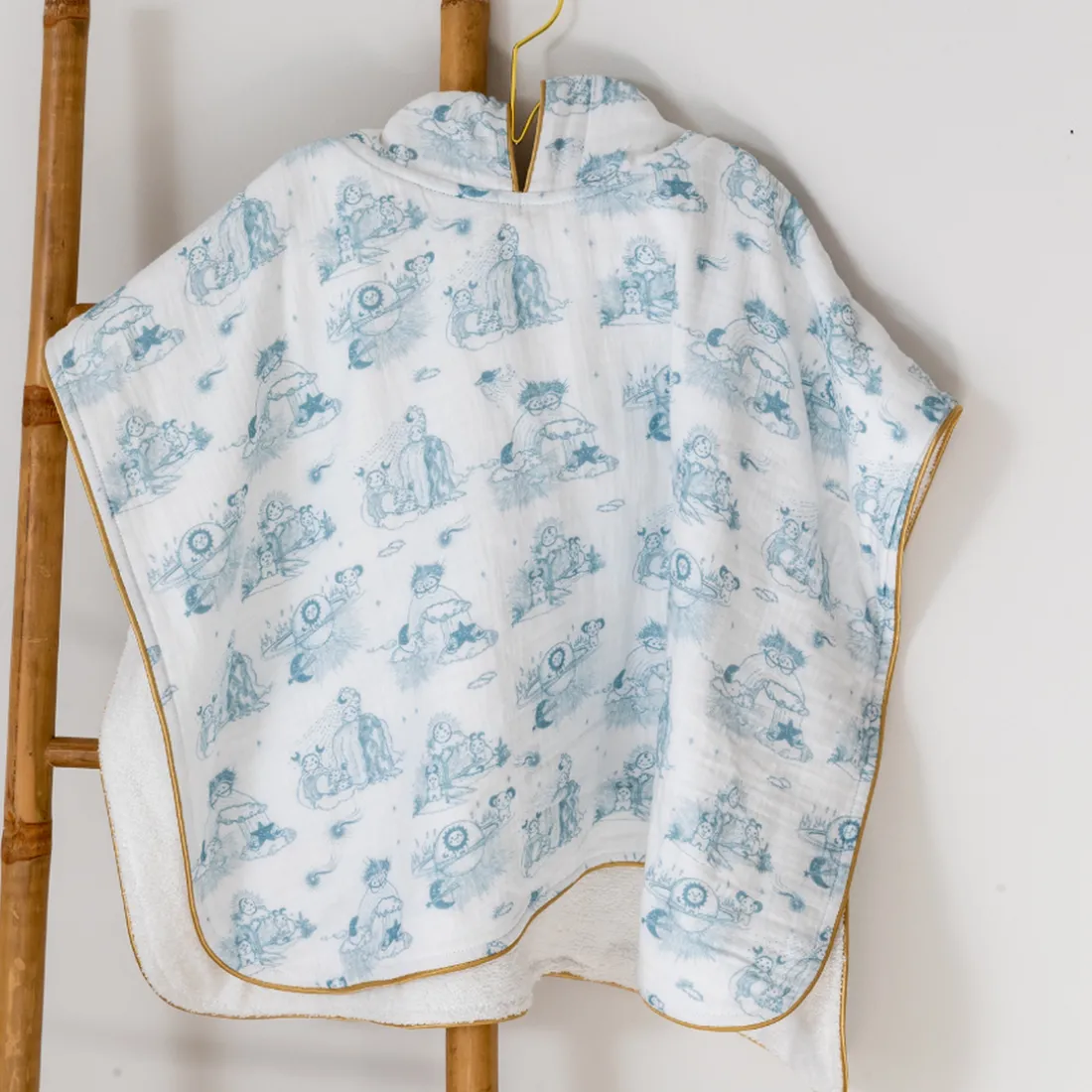 Poncho pour bébé Jouy bleu