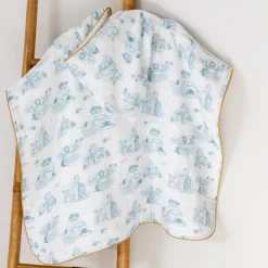Poncho pour bébé Jouy bleu