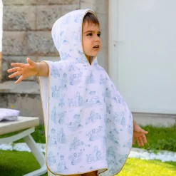 Poncho pour bébé Jouy bleu