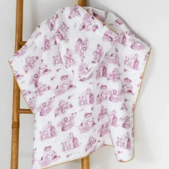 Poncho pour bébé Jouy rose