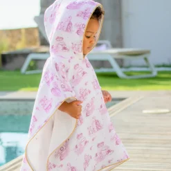 Poncho pour bébé Jouy rose